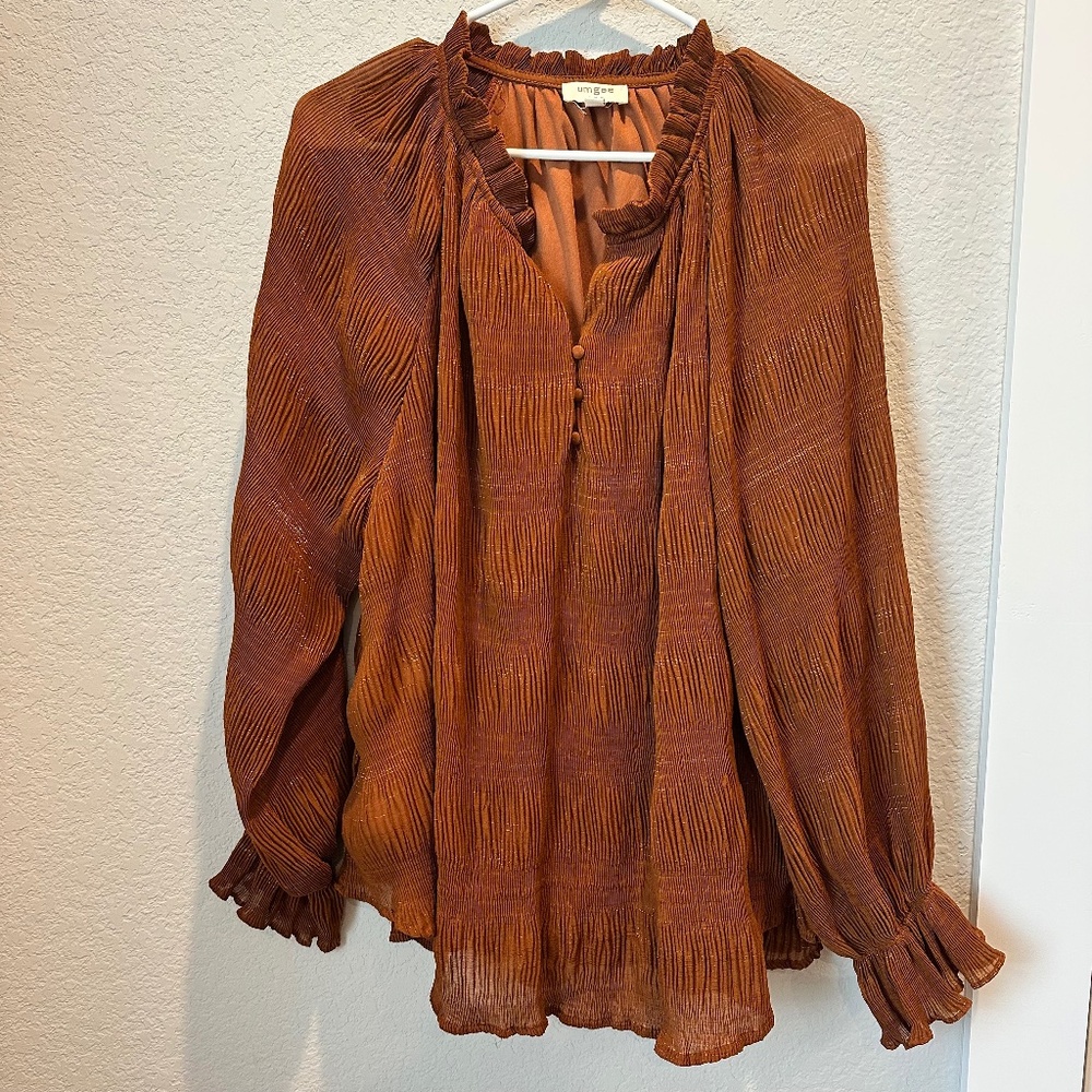 Umgee Rust Pleated Blouse